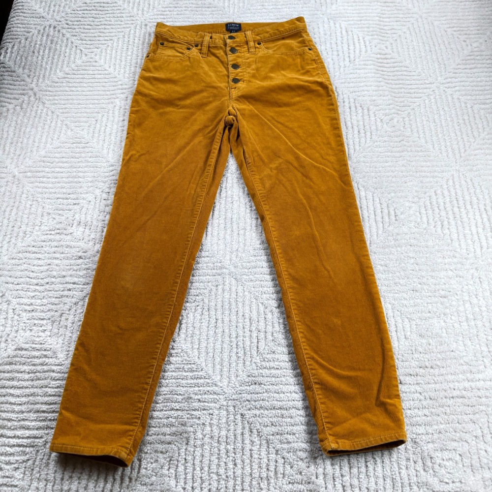 J Crew Corduroy Pant Women 27 Mustard Yellow 9 High Rise Skinny Button Fly AS224